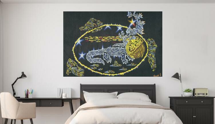 Tapisserie basse lisse d'Aubusson "La salamandre" de Jean Lurçat