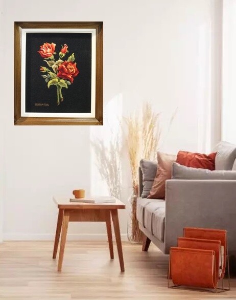 Tapisserie basse lisse d'Aubusson "Roses rouge"